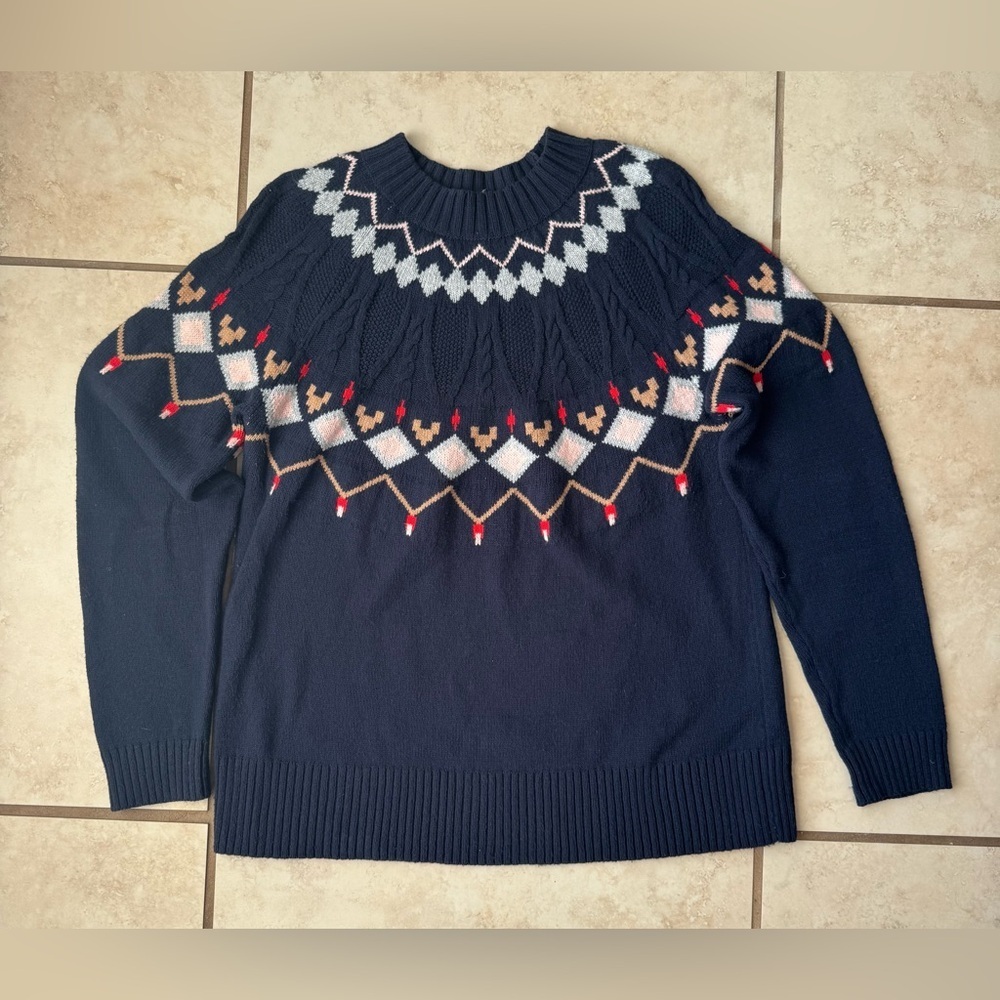 1901 Navy Point Fair Isle Women's Sweater Size Large - Picture 3 of 8